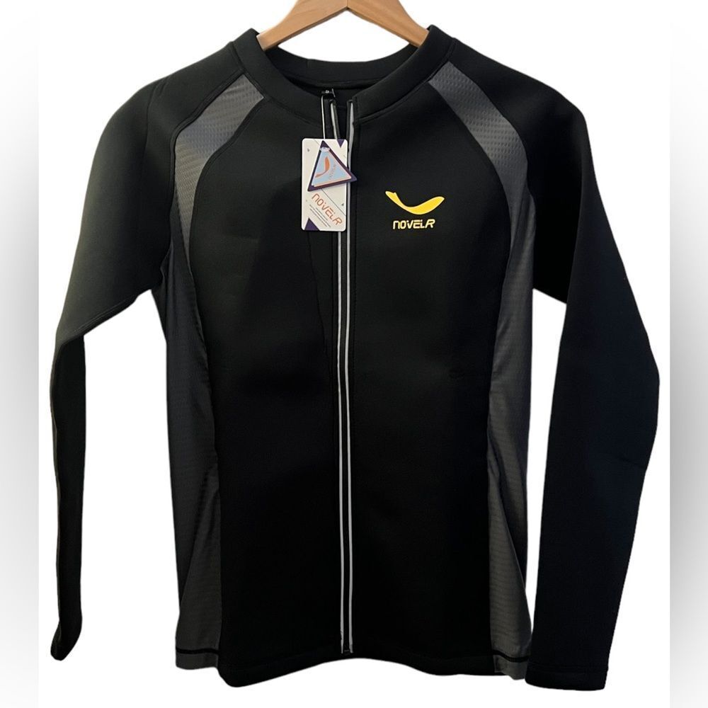 😊 3/$30 NOVELAR Mens Sauna Suit Workout Sweat Neoprene Zip Jacket Slimming Body